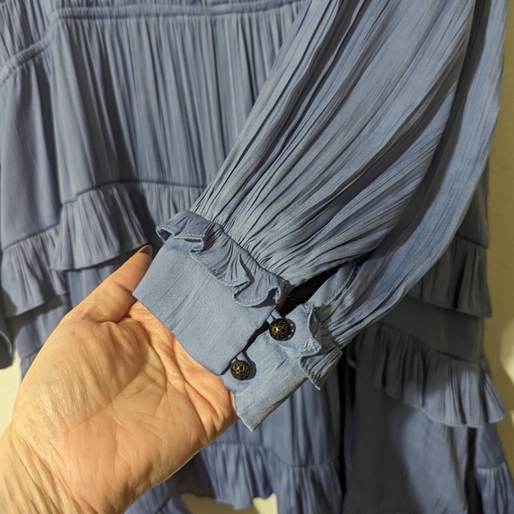 Anthropologie Blue Ruffled Mini Dress - Picture 9 of 13